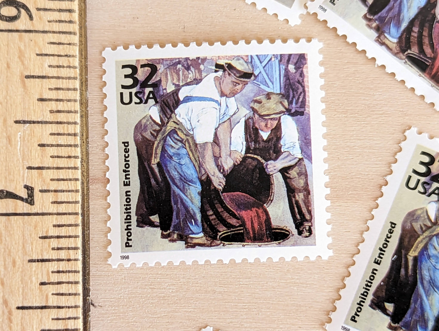 The 18th Amendment, Set of 5, Vintage Unused USPS 32 Cent Postage Stamps, Prohibition 1920s Celebrate the Century Series 1998, Gummed