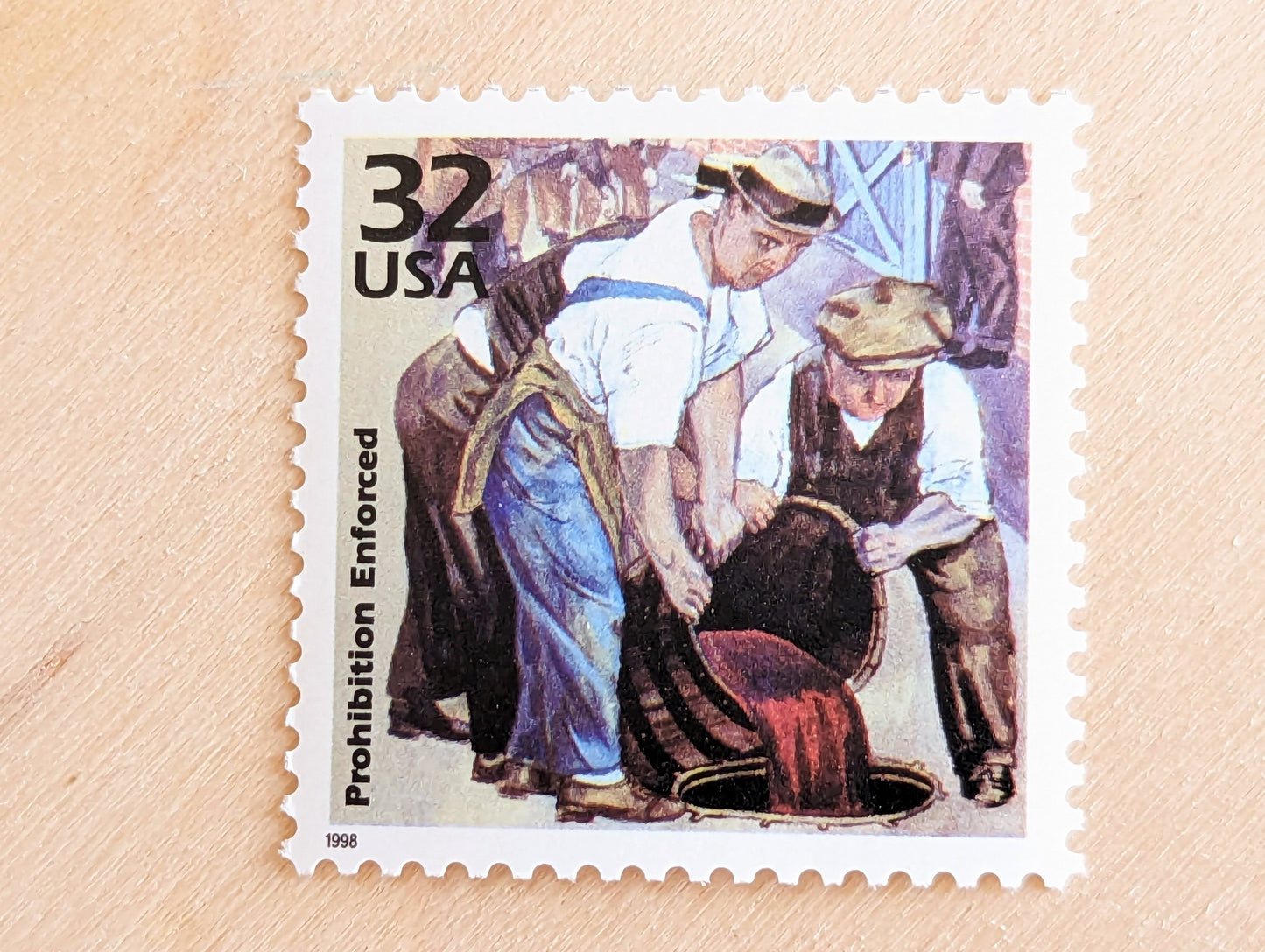 The 18th Amendment, Set of 5, Vintage Unused USPS 32 Cent Postage Stamps, Prohibition 1920s Celebrate the Century Series 1998, Gummed