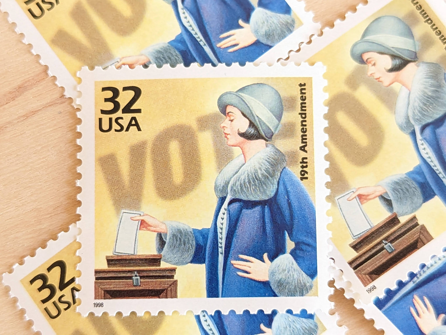 The 19th Amendment, Set of 5, Vintage Unused USPS 32 Cent Postage Stamps, 1920s Celebrate the Century Series 1998, Gummed