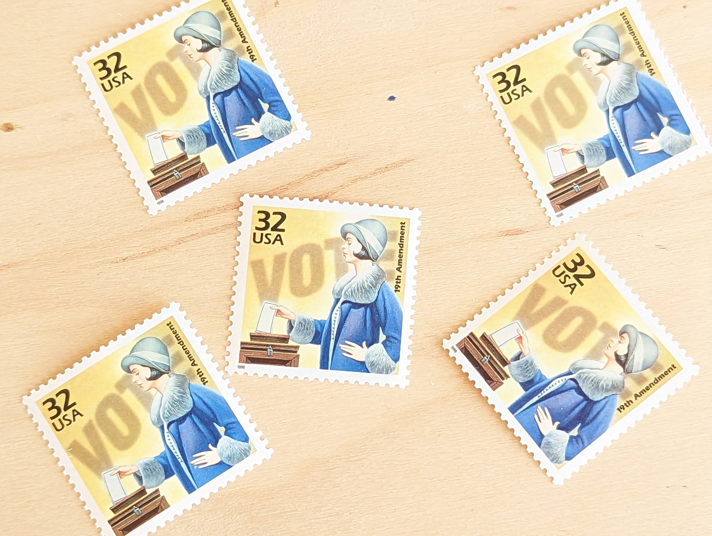 The 19th Amendment, Set of 5, Vintage Unused USPS 32 Cent Postage Stamps, 1920s Celebrate the Century Series 1998, Gummed