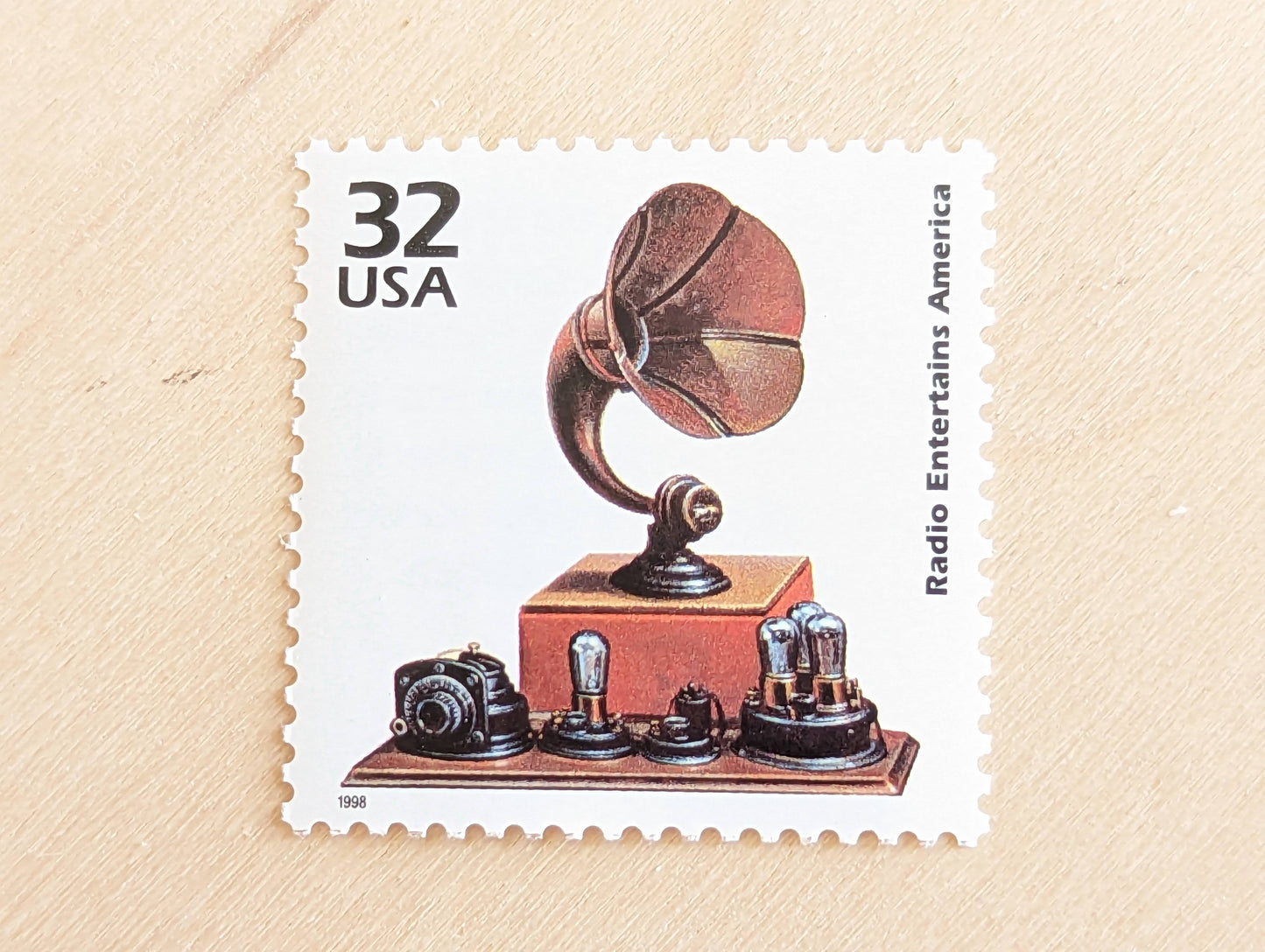 Radio, Set of 5, Vintage Unused USPS 32 Cent Postage Stamps, 1920s Celebrate the Century Series 1998, Gummed