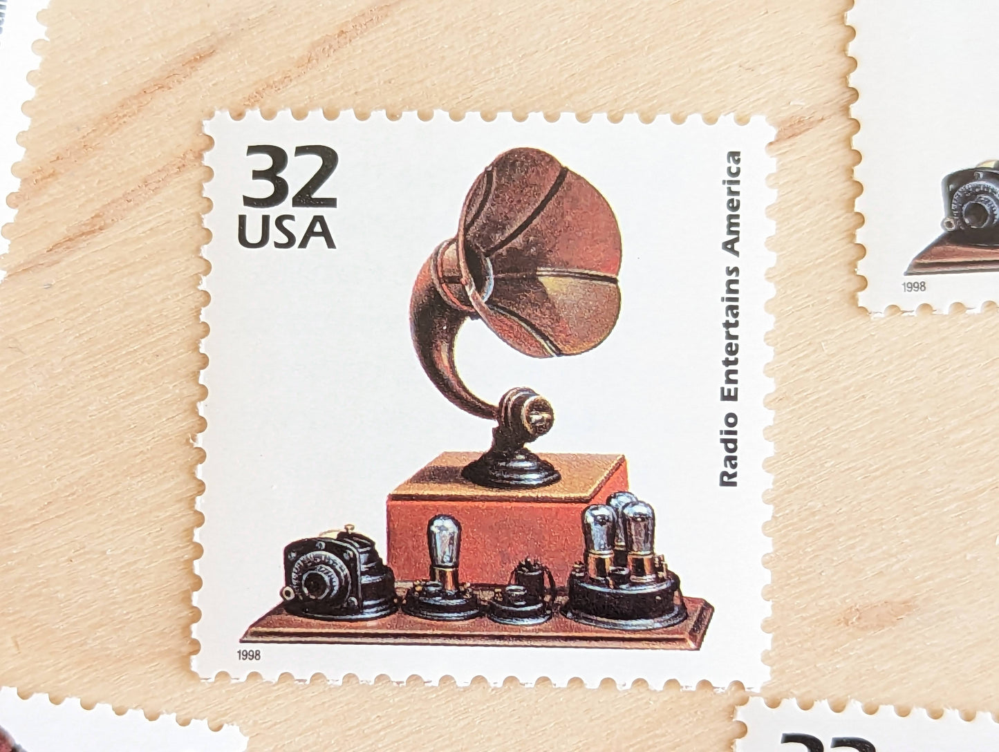 Radio, Set of 5, Vintage Unused USPS 32 Cent Postage Stamps, 1920s Celebrate the Century Series 1998, Gummed