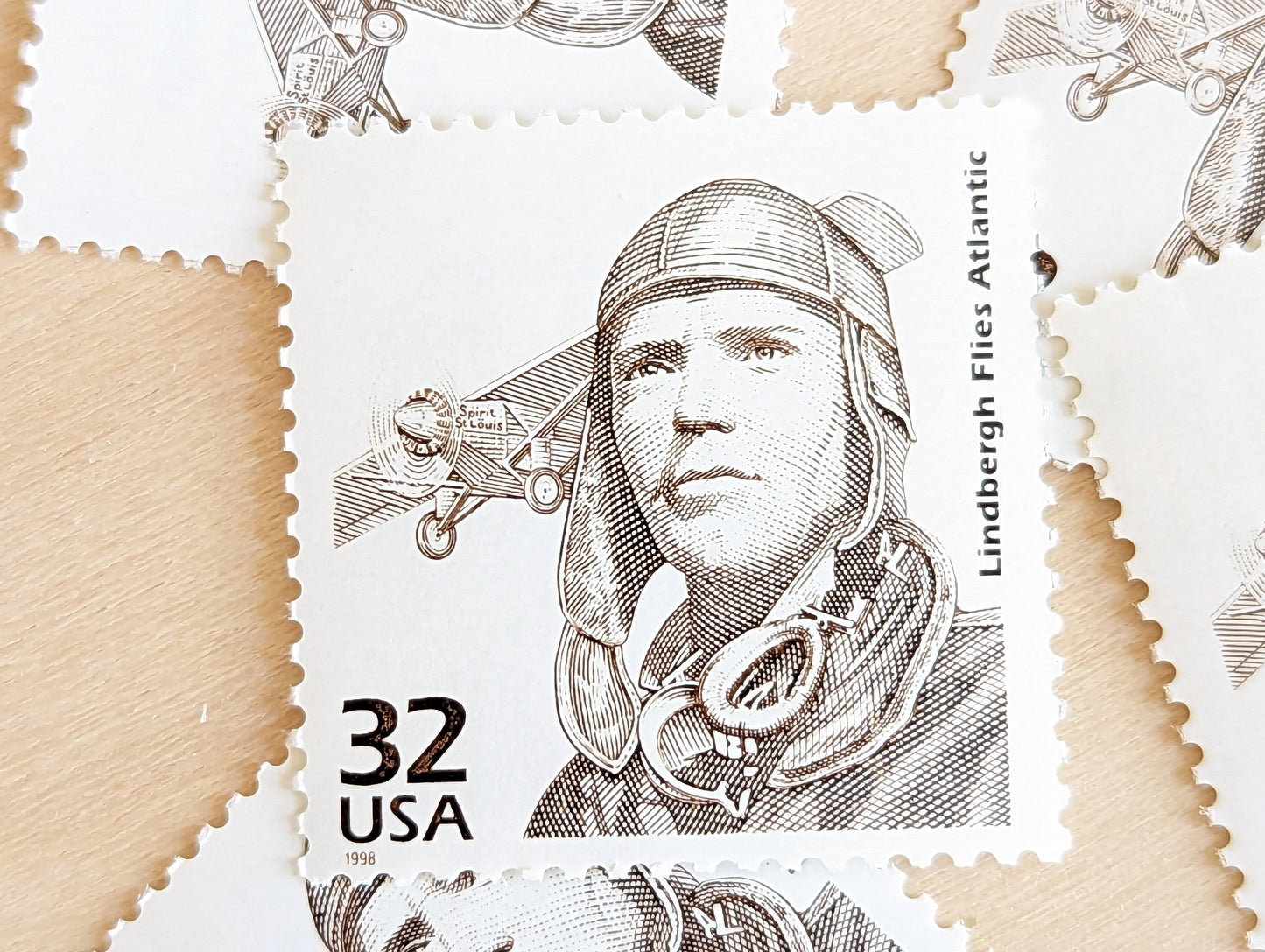 Charles Lindbergh, Set of 5, Vintage Unused USPS 32 Cent Postage Stamps, 1920s Celebrate the Century Series 1998, Gummed