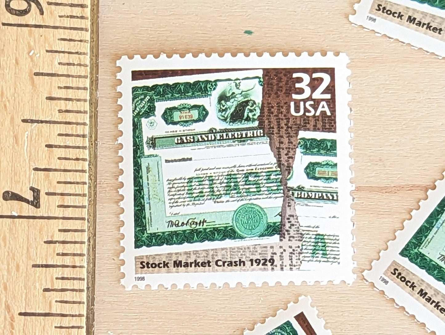 Stock Market, Set of 5, Vintage Unused USPS 32 Cent Postage Stamps, 1920s Celebrate the Century Series 1998, Gummed
