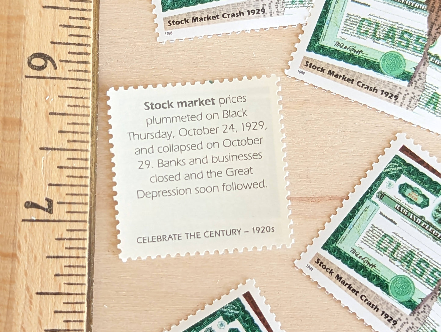 Stock Market, Set of 5, Vintage Unused USPS 32 Cent Postage Stamps, 1920s Celebrate the Century Series 1998, Gummed