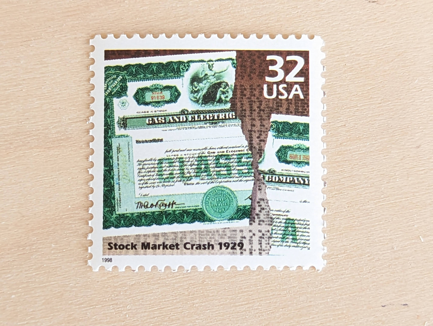 Stock Market, Set of 5, Vintage Unused USPS 32 Cent Postage Stamps, 1920s Celebrate the Century Series 1998, Gummed