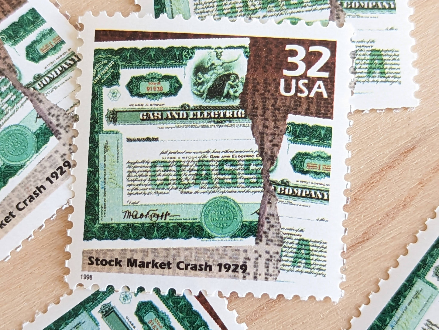 Stock Market, Set of 5, Vintage Unused USPS 32 Cent Postage Stamps, 1920s Celebrate the Century Series 1998, Gummed