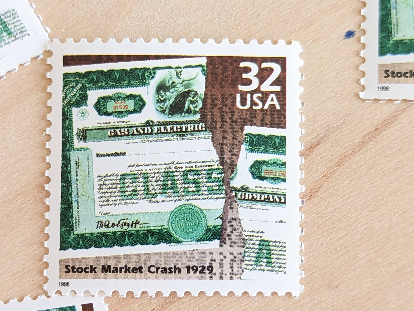 Stock Market, Set of 5, Vintage Unused USPS 32 Cent Postage Stamps, 1920s Celebrate the Century Series 1998, Gummed