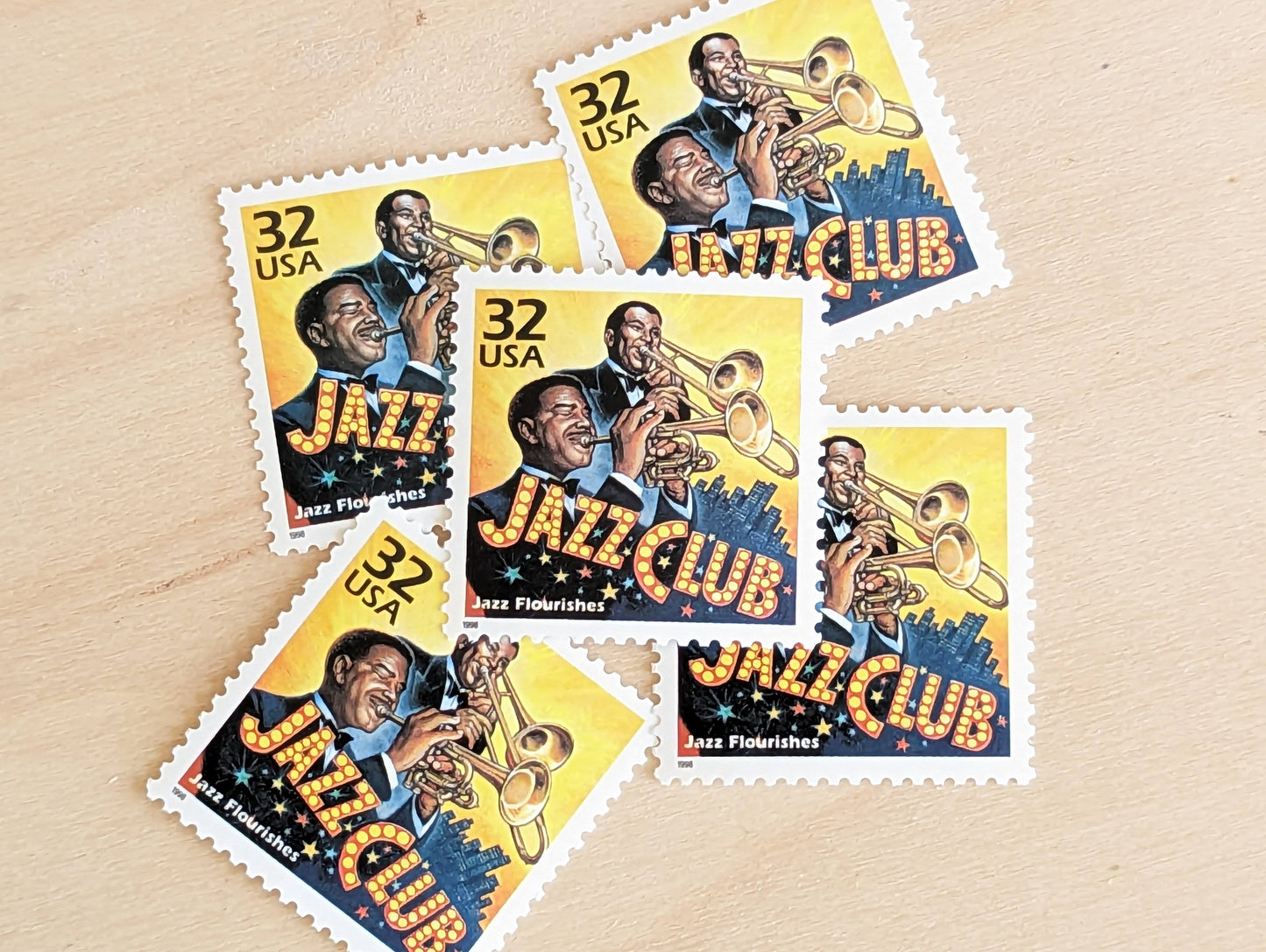 Jazz, Set of 5, Vintage Unused USPS 32 Cent Postage Stamps, 1920s Celebrate the Century Series 1998, Gummed