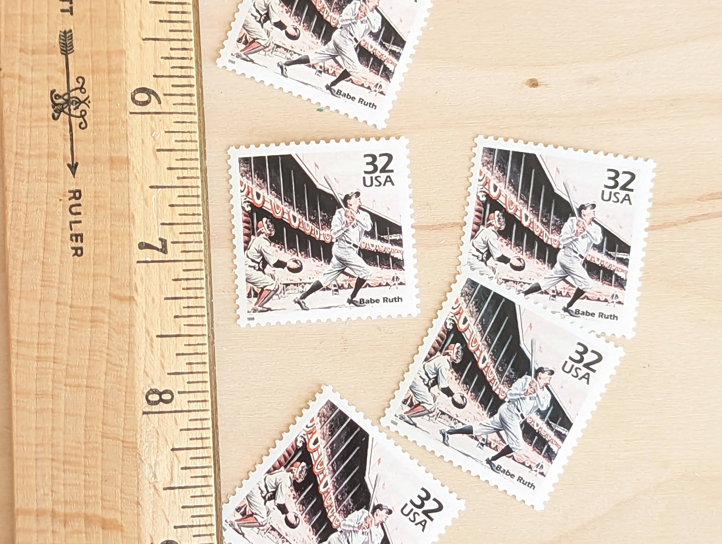 Babe Ruth, Set of 5, Vintage Unused USPS 32 Cent Postage Stamps, 1920s Celebrate the Century Series 1998, Gummed