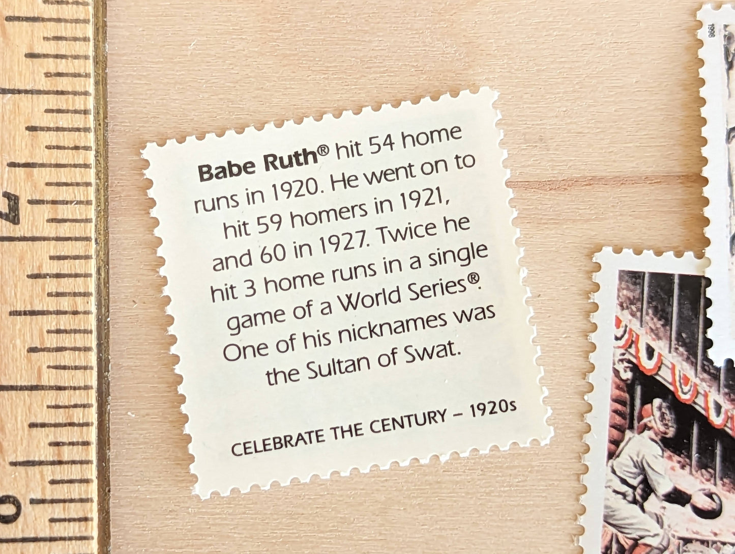 Babe Ruth, Set of 5, Vintage Unused USPS 32 Cent Postage Stamps, 1920s Celebrate the Century Series 1998, Gummed