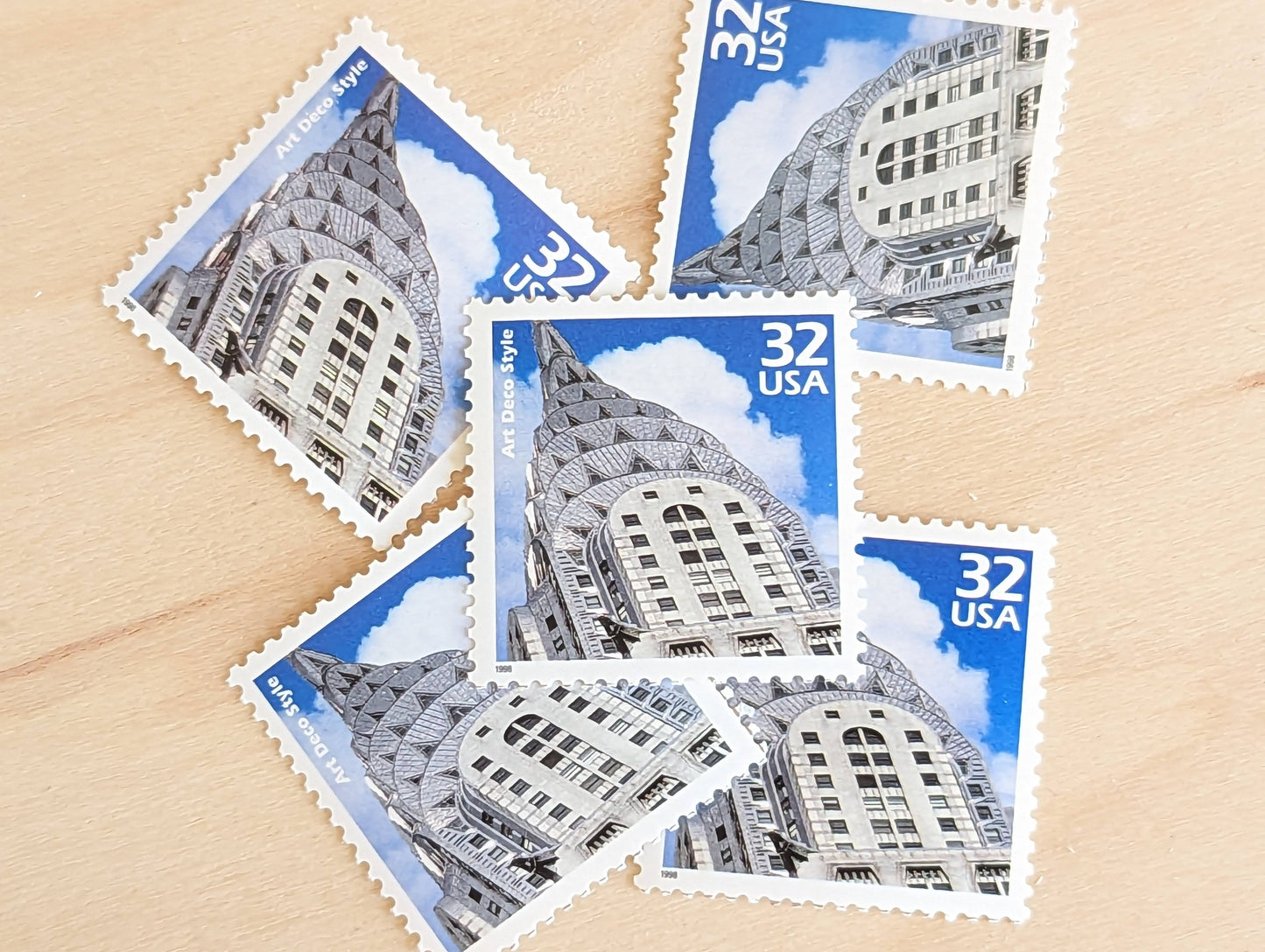 Art Deco, Set of 5, Vintage Unused USPS 32 Cent Postage Stamps, 1920s Celebrate the Century Series 1998, Gummed