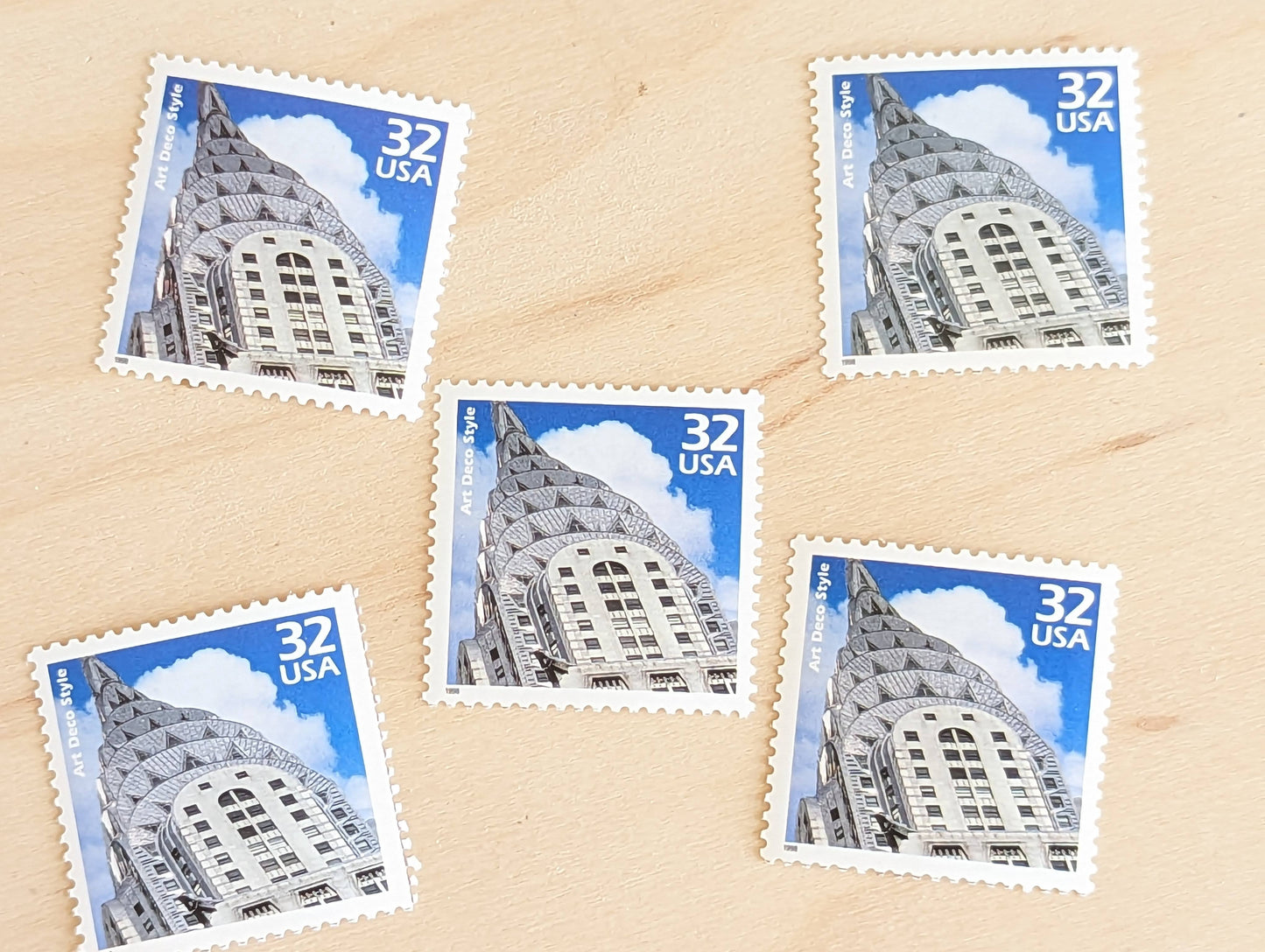 Art Deco, Set of 5, Vintage Unused USPS 32 Cent Postage Stamps, 1920s Celebrate the Century Series 1998, Gummed