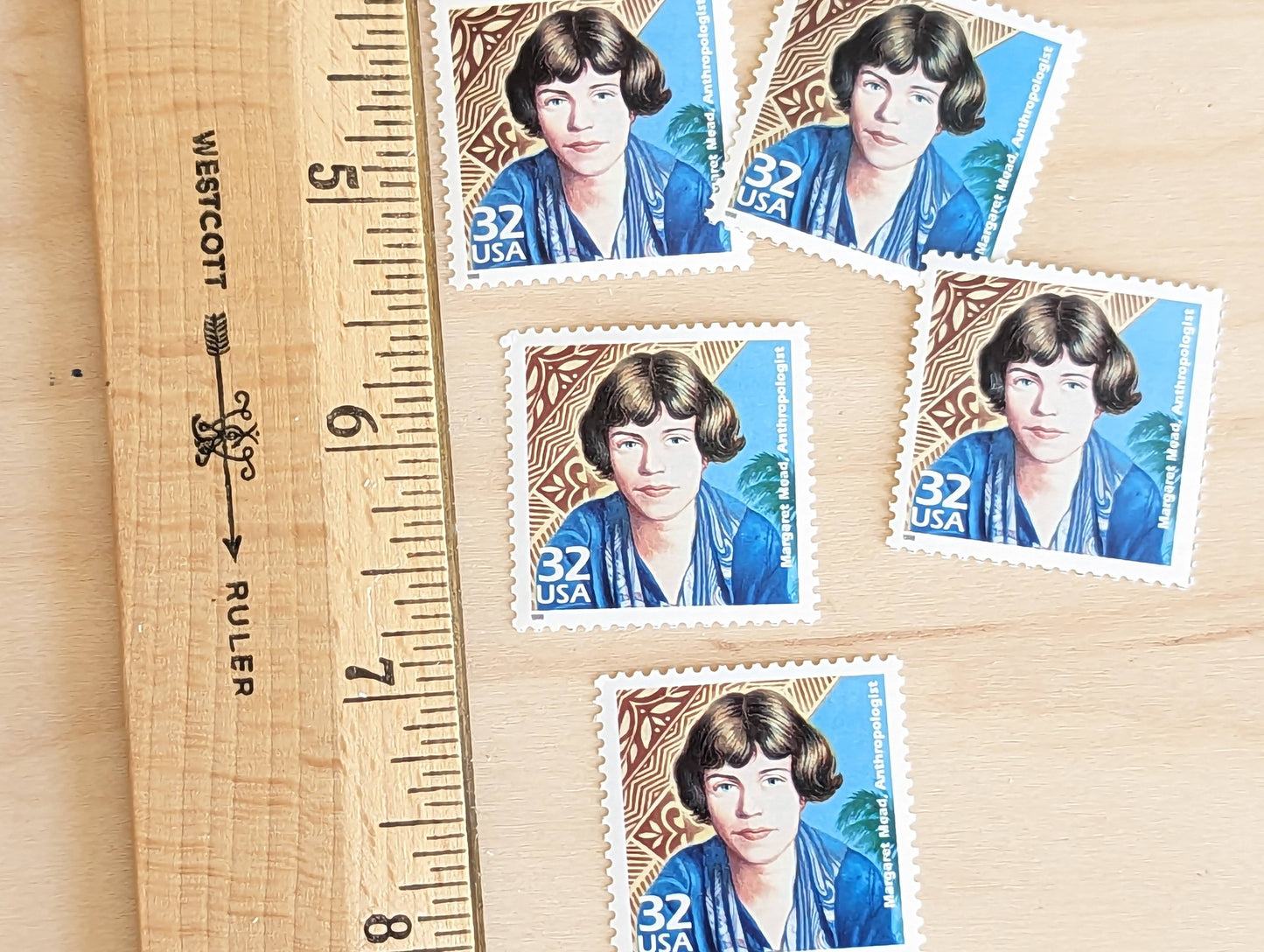 Anthropologist Margaret Mead, Set of 5, Vintage Unused USPS 32 Cent Postage Stamps, 1920s Celebrate the Century Series 1998, Gummed