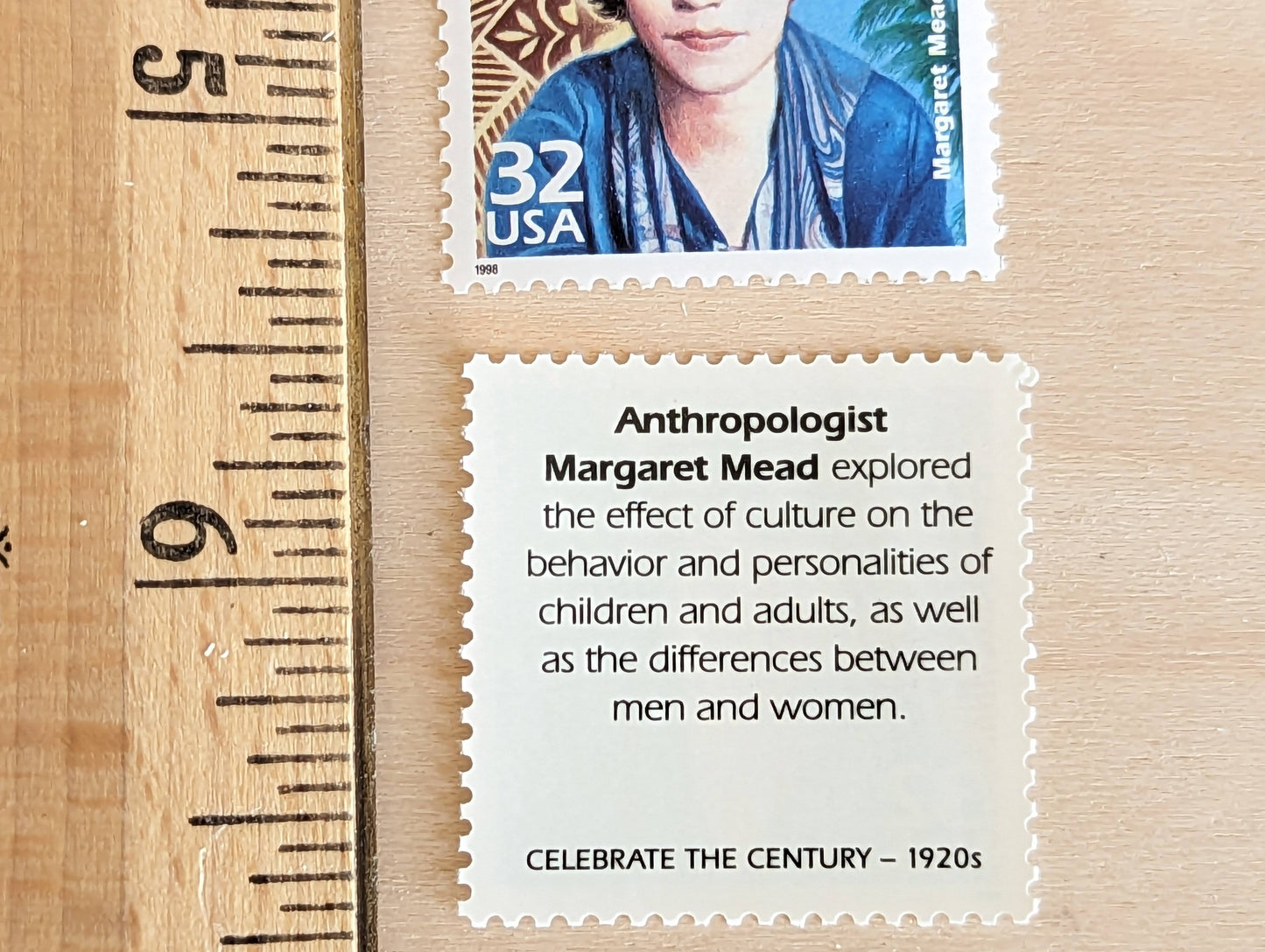 Anthropologist Margaret Mead, Set of 5, Vintage Unused USPS 32 Cent Postage Stamps, 1920s Celebrate the Century Series 1998, Gummed