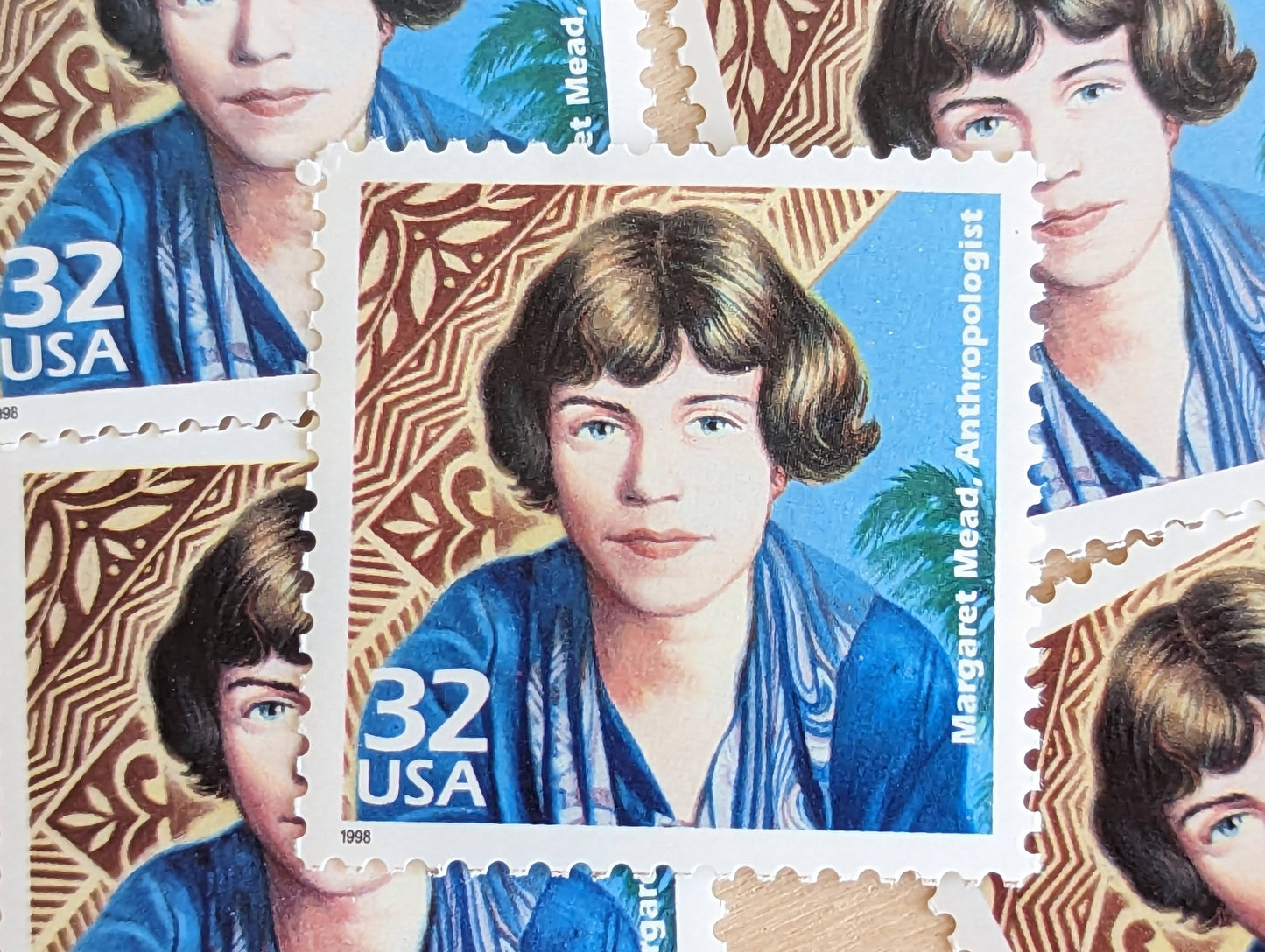Anthropologist Margaret Mead, Set of 5, Vintage Unused USPS 32 Cent Postage Stamps, 1920s Celebrate the Century Series 1998, Gummed