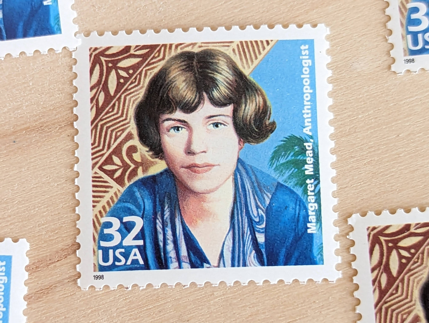 Anthropologist Margaret Mead, Set of 5, Vintage Unused USPS 32 Cent Postage Stamps, 1920s Celebrate the Century Series 1998, Gummed