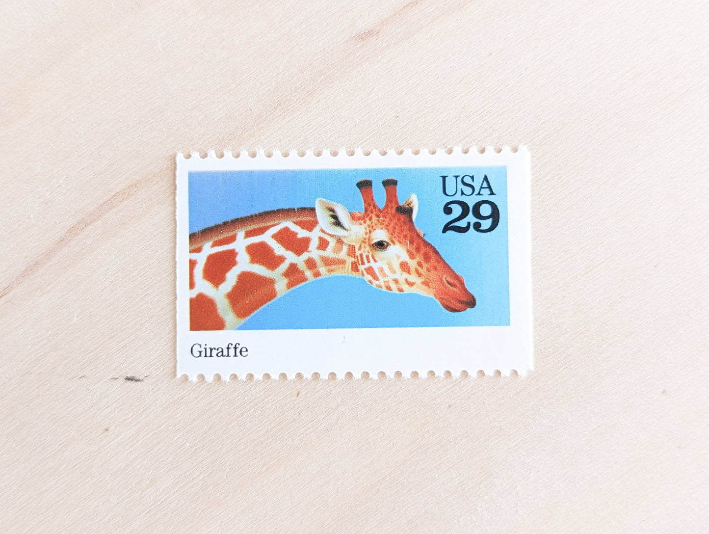 Giraffe Stamps, Set of 5, Vintage Unused USPS 29 Cent Postage Stamps, Wild Animals 1992, Gummed