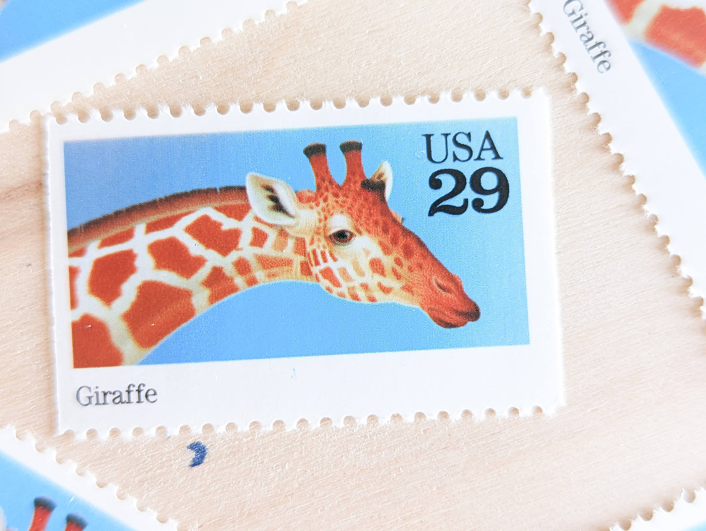 Giraffe Stamps, Set of 5, Vintage Unused USPS 29 Cent Postage Stamps, Wild Animals 1992, Gummed