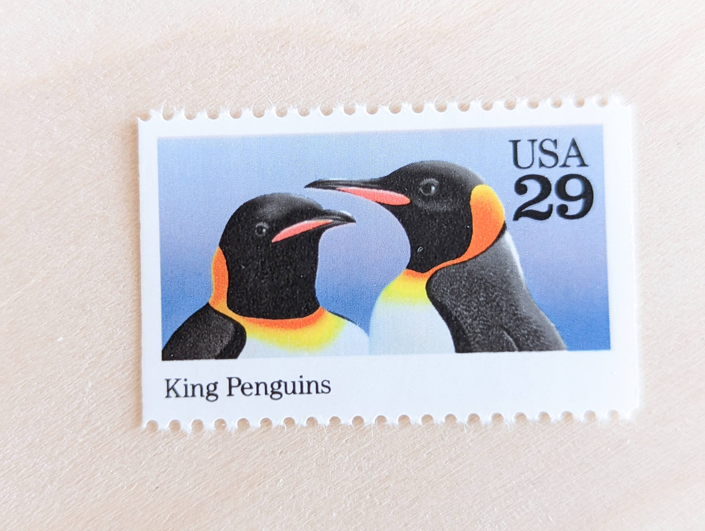 King Penguin Stamps, Set of 5, Vintage Unused USPS 29 Cent Postage Stamps, Wild Animals 1992, Gummed