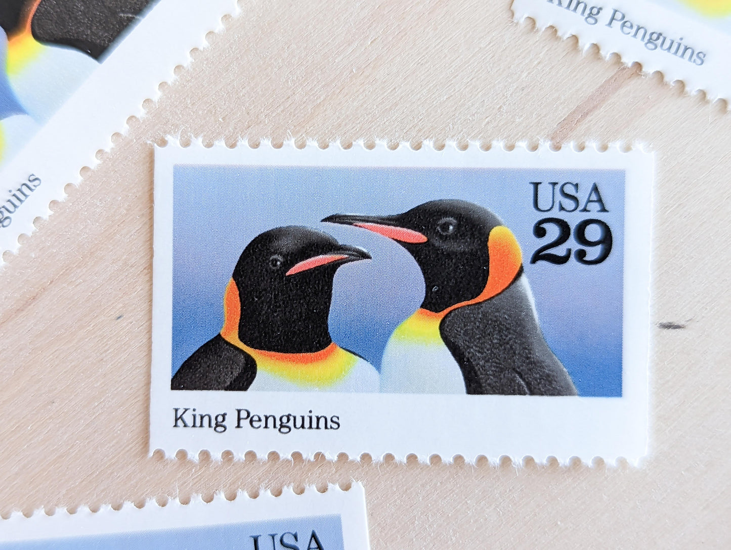 King Penguin Stamps, Set of 5, Vintage Unused USPS 29 Cent Postage Stamps, Wild Animals 1992, Gummed