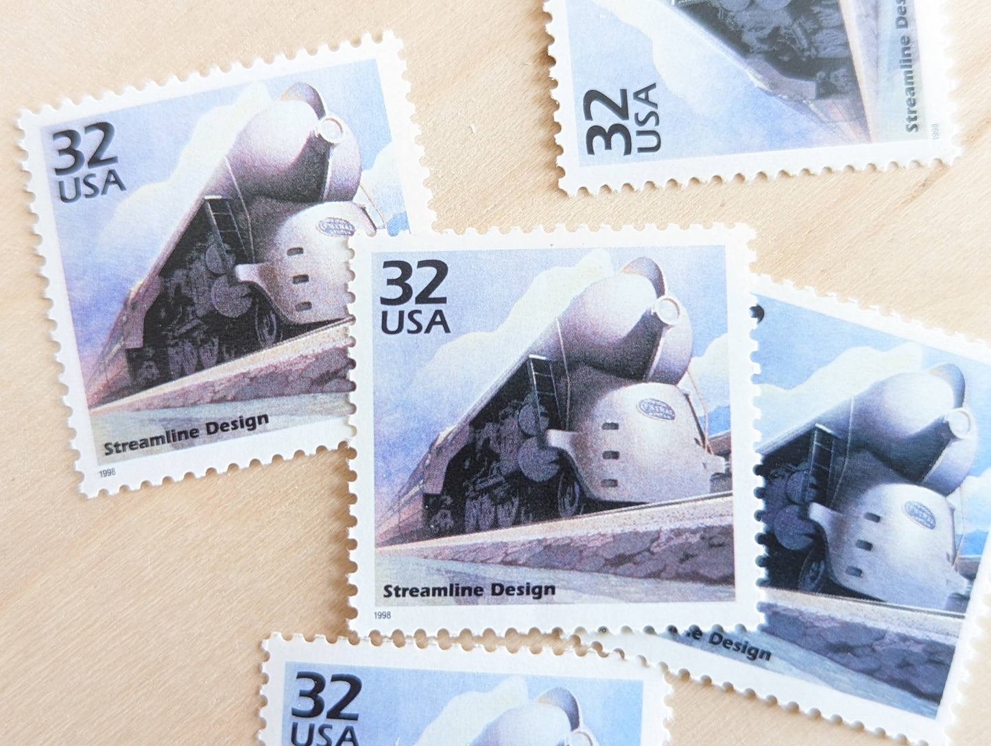 Streamline Designs stamps, Set of 5, Vintage Unused USPS 32 Cent Postage Stamps, 1930s Celebrate the Century Stamps 1998, Gummed