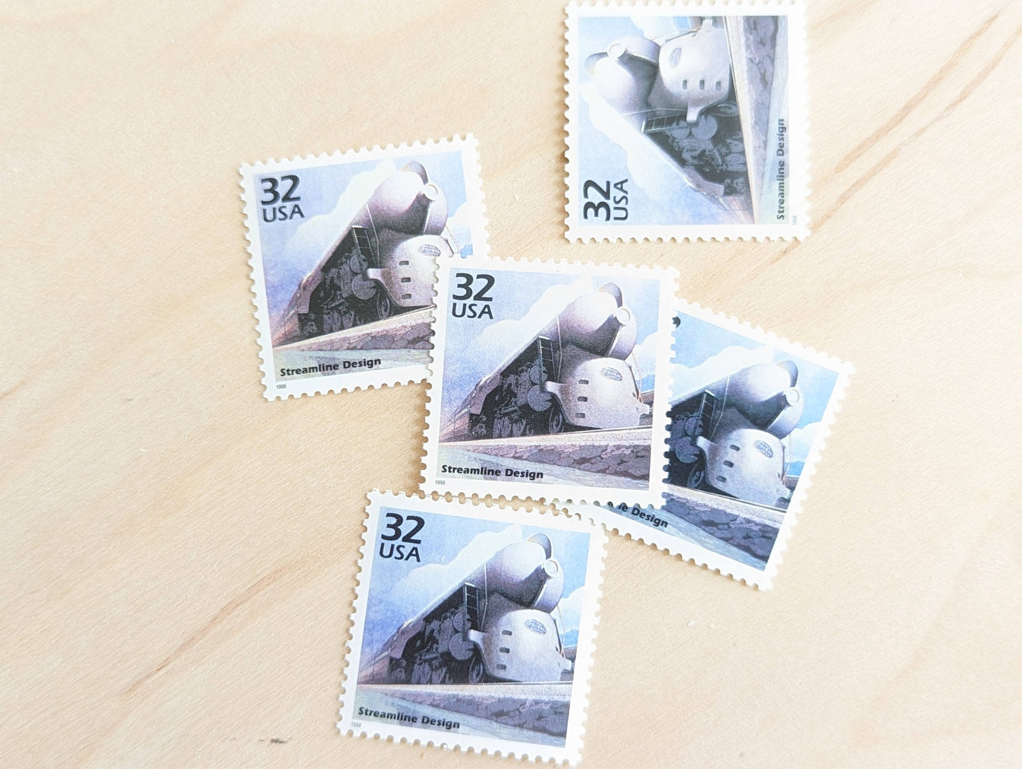 Streamline Designs stamps, Set of 5, Vintage Unused USPS 32 Cent Postage Stamps, 1930s Celebrate the Century Stamps 1998, Gummed