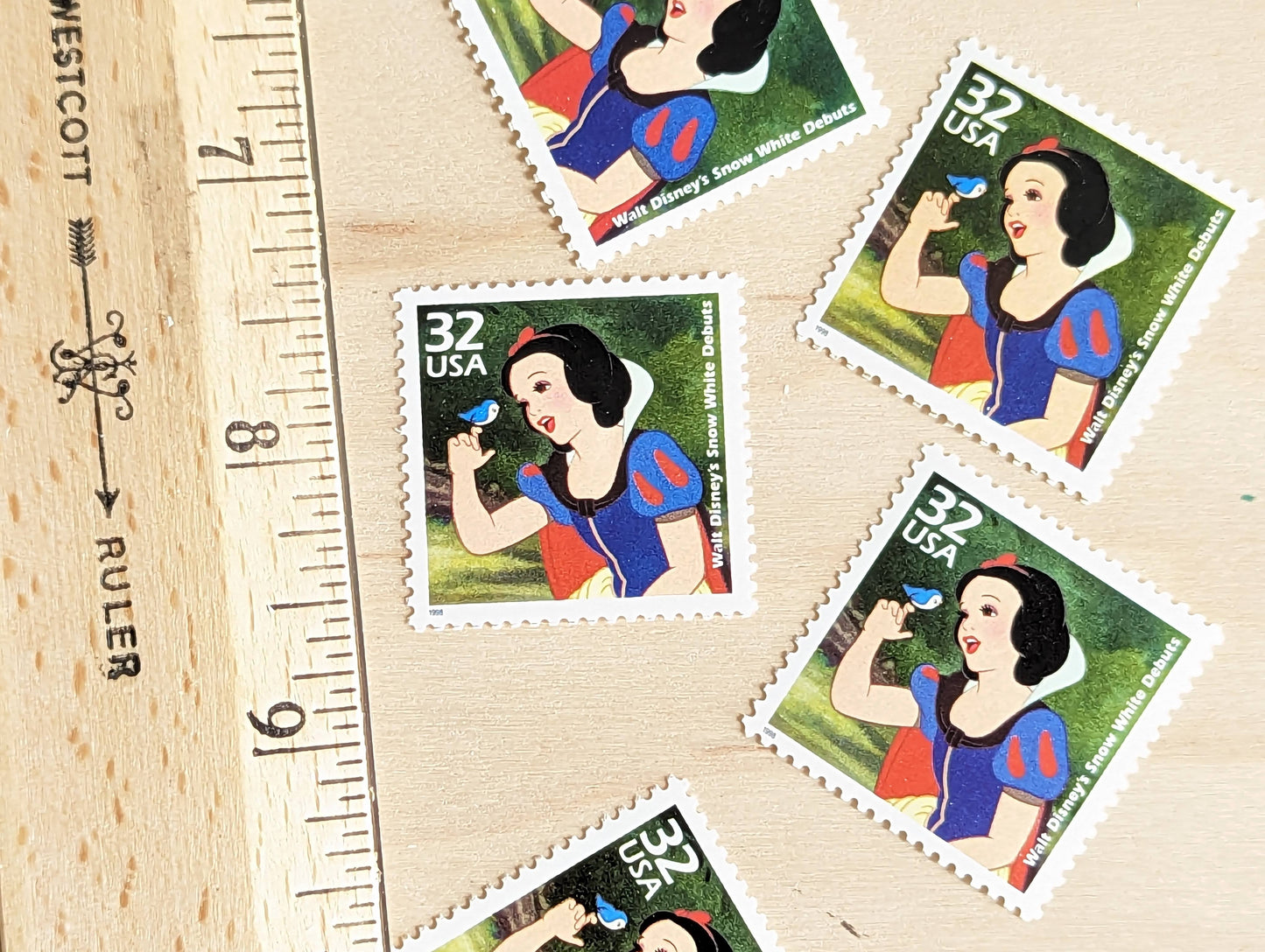 Snow White and The Seven Dwarfs stamps, Set of 5, Vintage Unused USPS 32 Cent Postage Stamps, 1930s Celebrate the Century Stamps 1998, Gummed