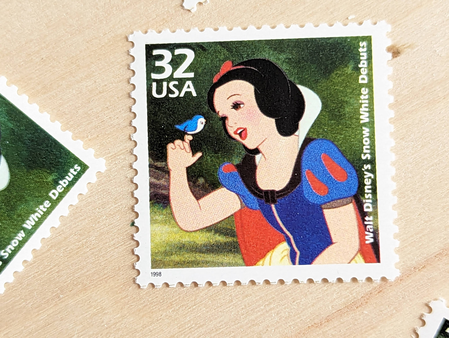Snow White and The Seven Dwarfs stamps, Set of 5, Vintage Unused USPS 32 Cent Postage Stamps, 1930s Celebrate the Century Stamps 1998, Gummed