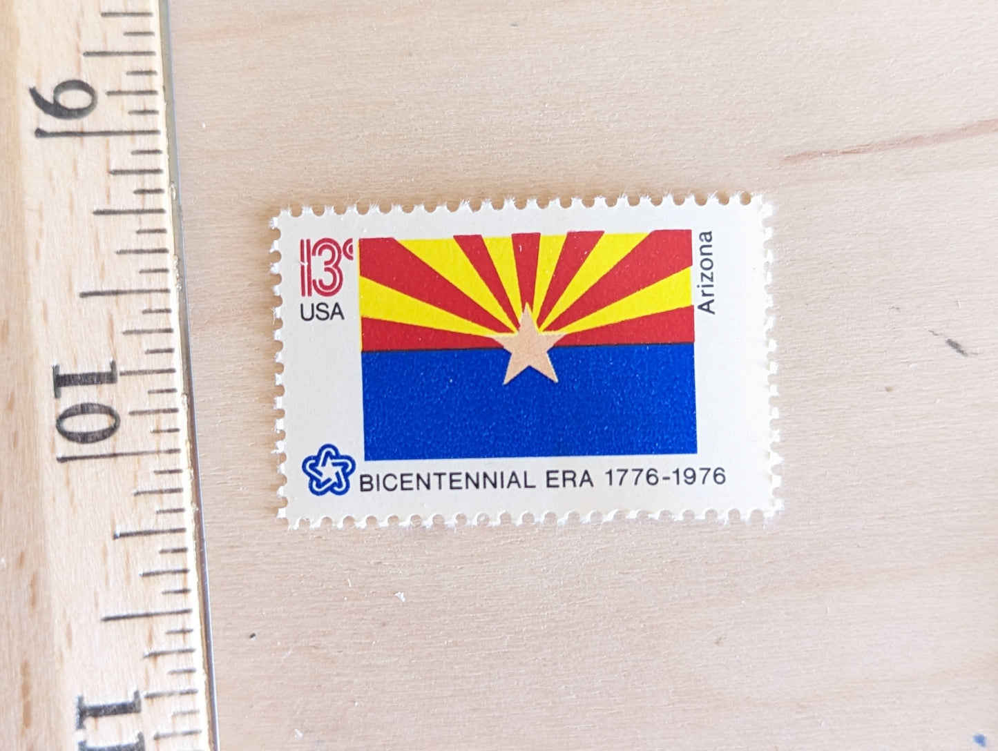 Arizona State Flag Stamps, Set of 10, Vintage Unused USPS 13 Cent Postage Stamps, State Flag Stamps 1976, Gummed