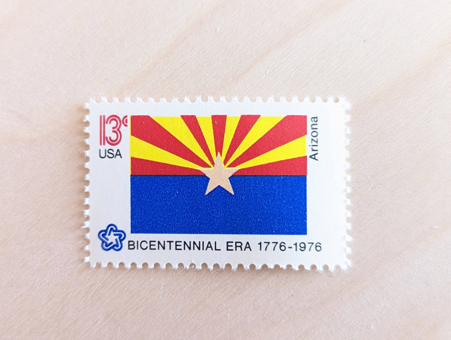 Arizona State Flag Stamps, Set of 10, Vintage Unused USPS 13 Cent Postage Stamps, State Flag Stamps 1976, Gummed
