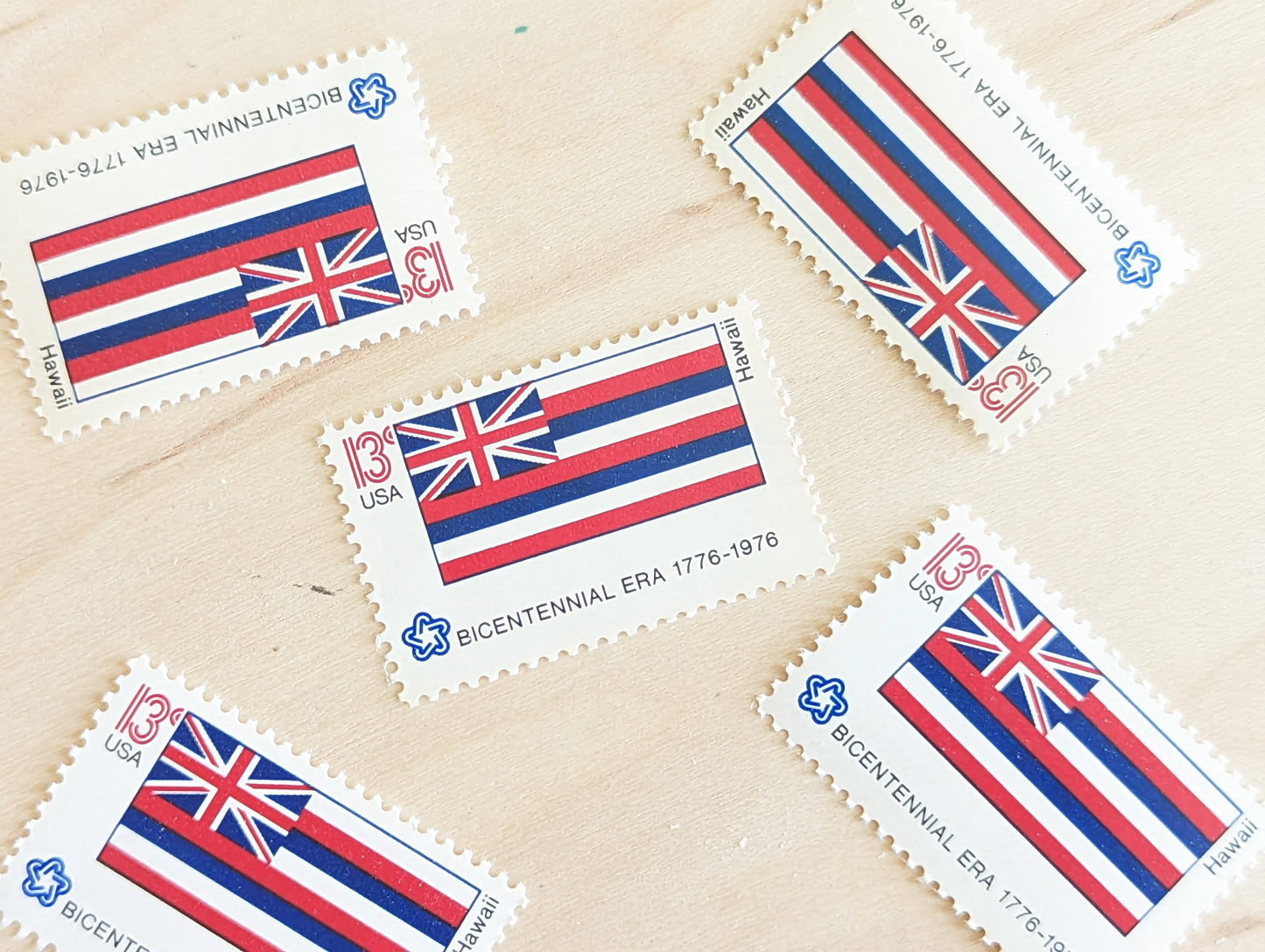 Hawaii State Flag Stamps, Set of 10, Vintage Unused USPS 13 Cent Postage Stamps, State Flag Stamps 1976, Gummed