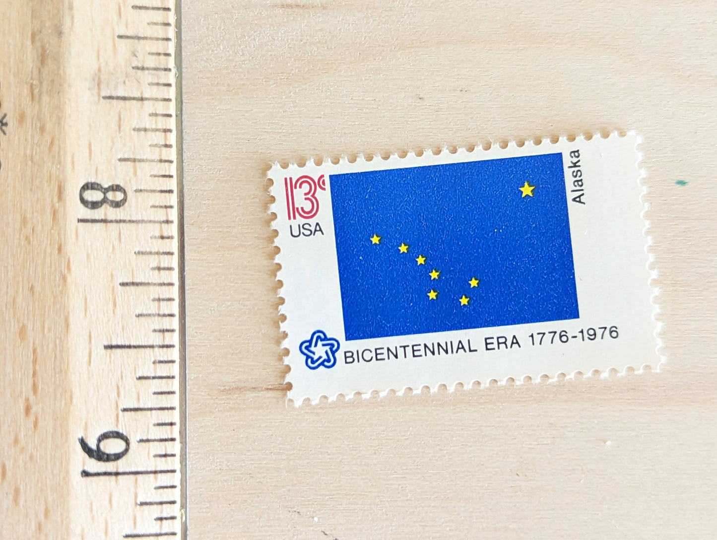 Alaska State Flag Stamps, Set of 10, Vintage Unused USPS 13 Cent Postage Stamps, State Flag Stamps 1976, Gummed
