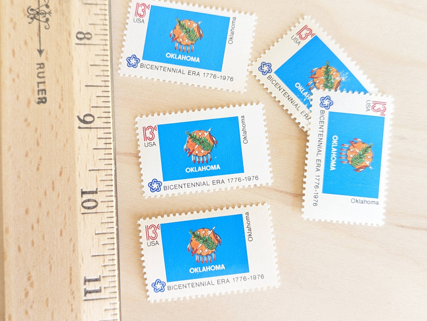 Alabama State Flag Stamps, Set of 10, Vintage Unused USPS 13 Cent Postage Stamps, State Flag Stamps 1976, Gummed