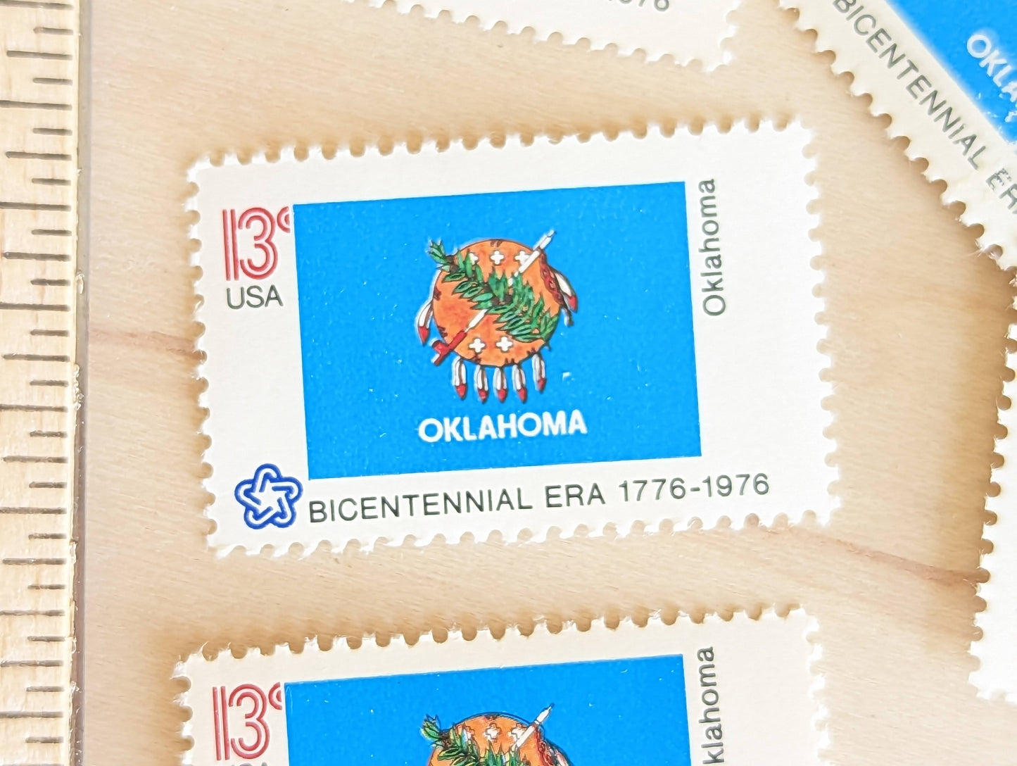 Alabama State Flag Stamps, Set of 10, Vintage Unused USPS 13 Cent Postage Stamps, State Flag Stamps 1976, Gummed