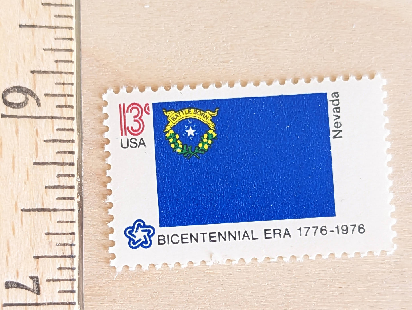 Nevada State Flag Stamps, Set of 10, Vintage Unused USPS 13 Cent Postage Stamps, State Flag Stamps 1976, Gummed