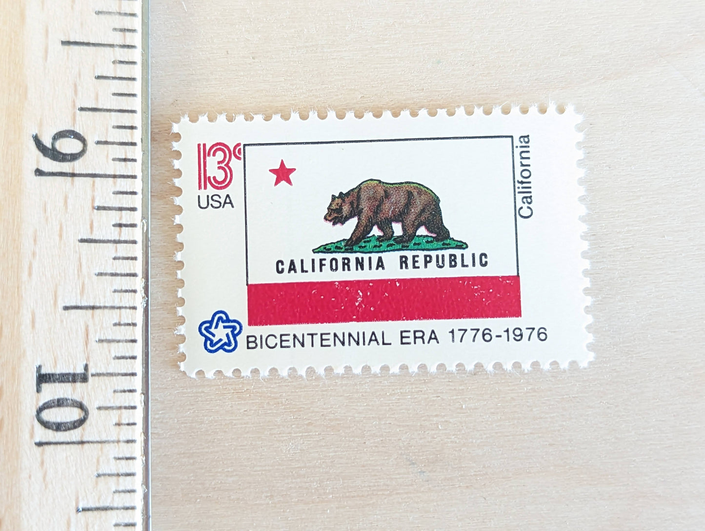 California State Flag Stamps, Set of 10, Vintage Unused USPS 13 Cent Postage Stamps, State Flag Stamps 1976, Gummed