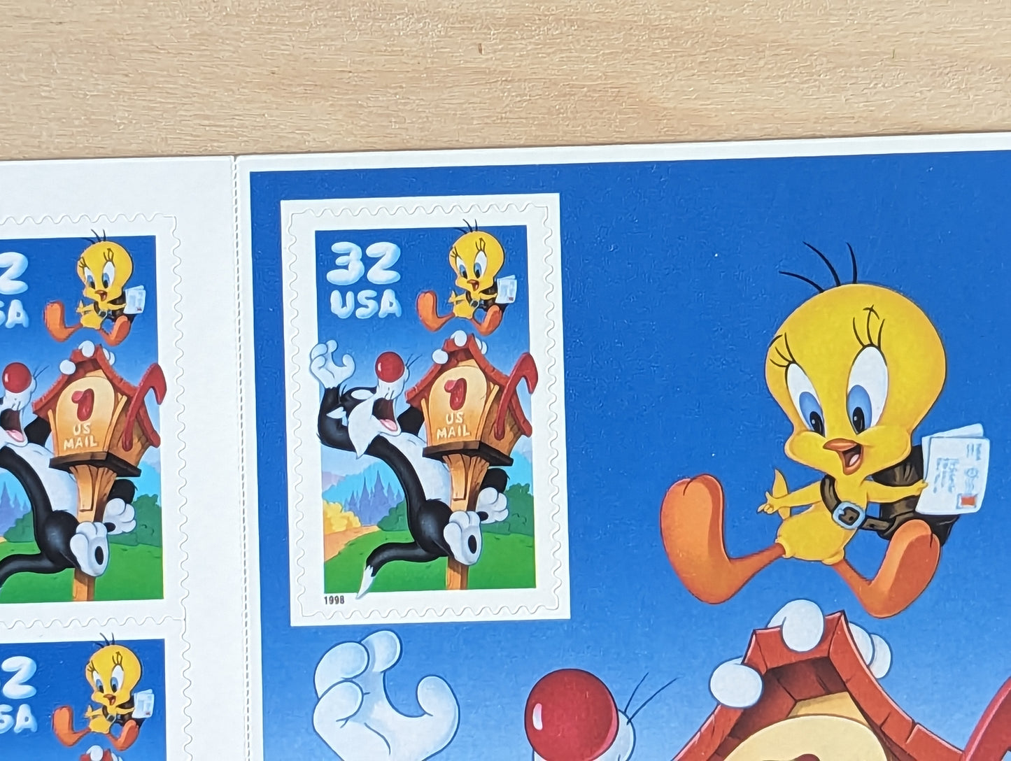 Sylvester and Tweety Looney Tunes, Sheet of 10, Vintage Unused USPS 32 Cent Postage Stamps, Looney Tunes Stamps (Souvenir Sheet), 1997, Gummed