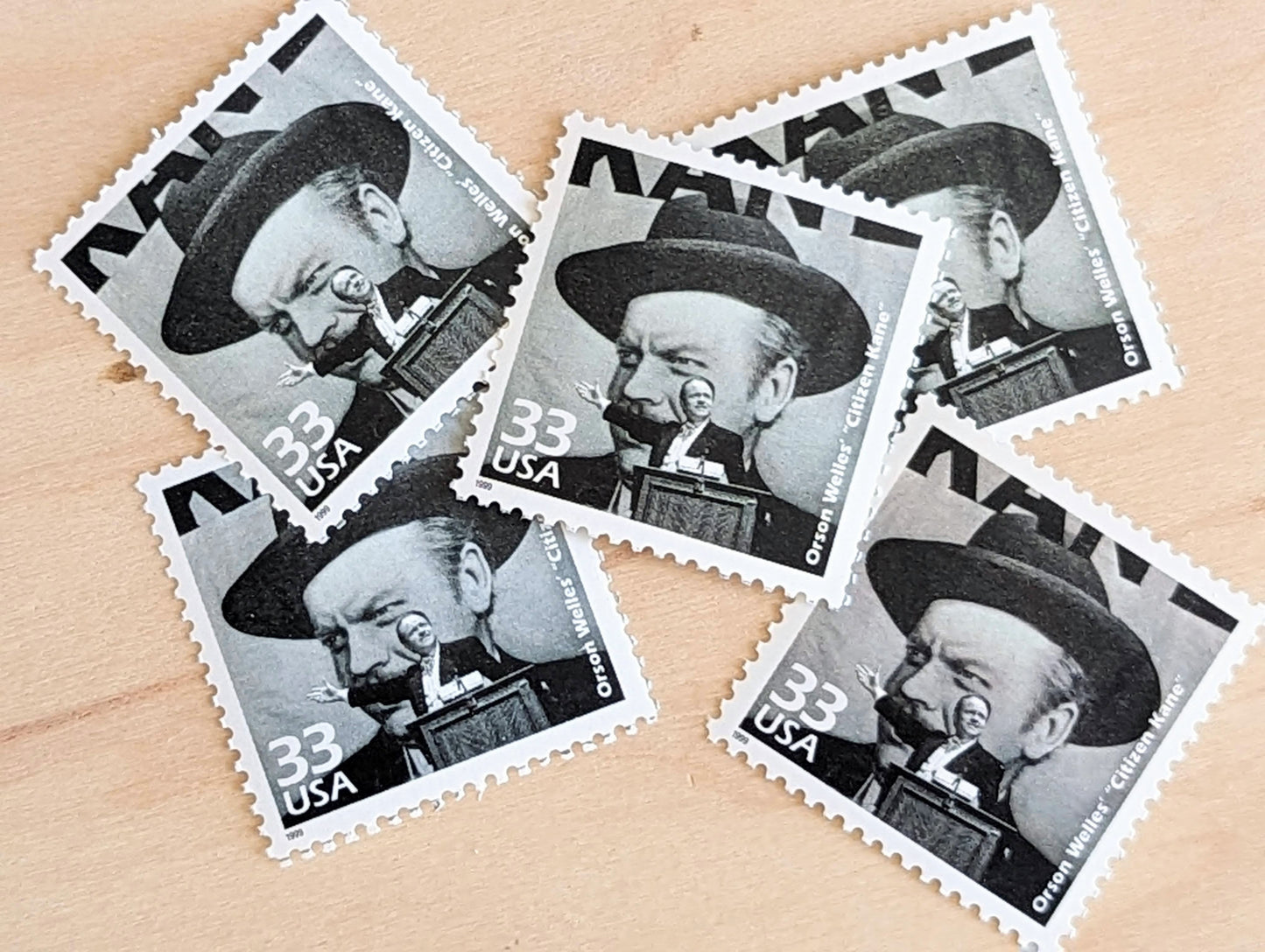 Citizen Kane stamps, Set of 5, Vintage Unused USPS 33 Cent Postage Stamps, 1940s Celebrate the Century Stamps 1998, Gummed