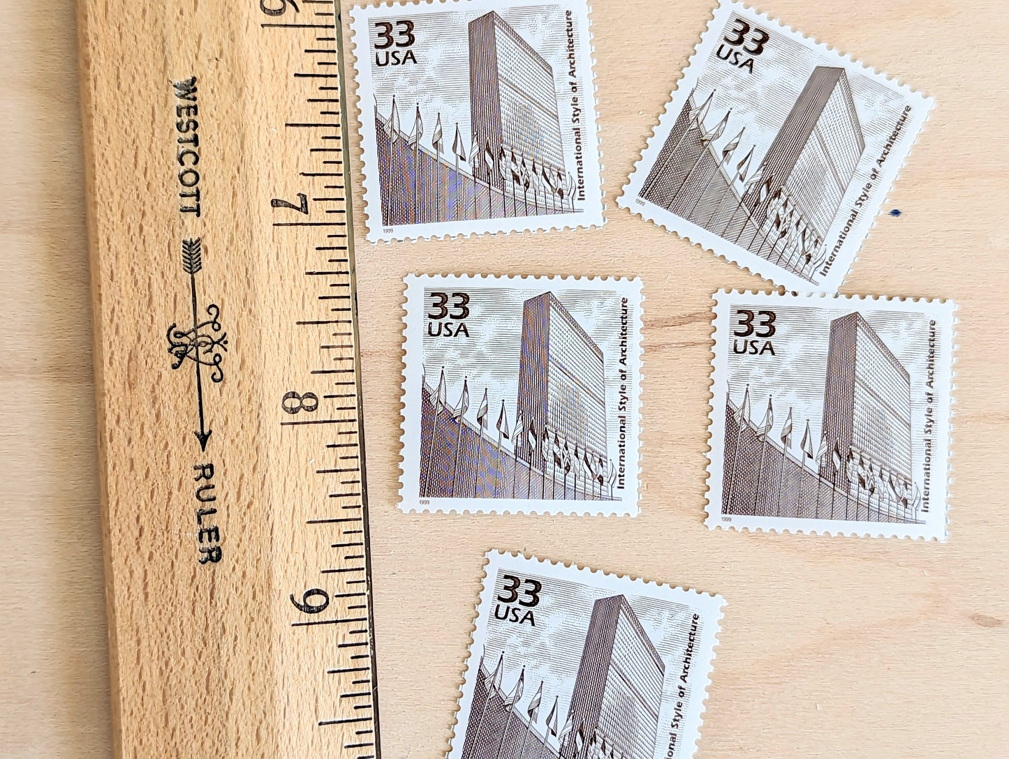 International Arcitecture Stamps, Set of 5, Vintage Unused USPS 33 Cent Postage Stamps, 1940s Celebrate the Century Stamps 1998, Gummed