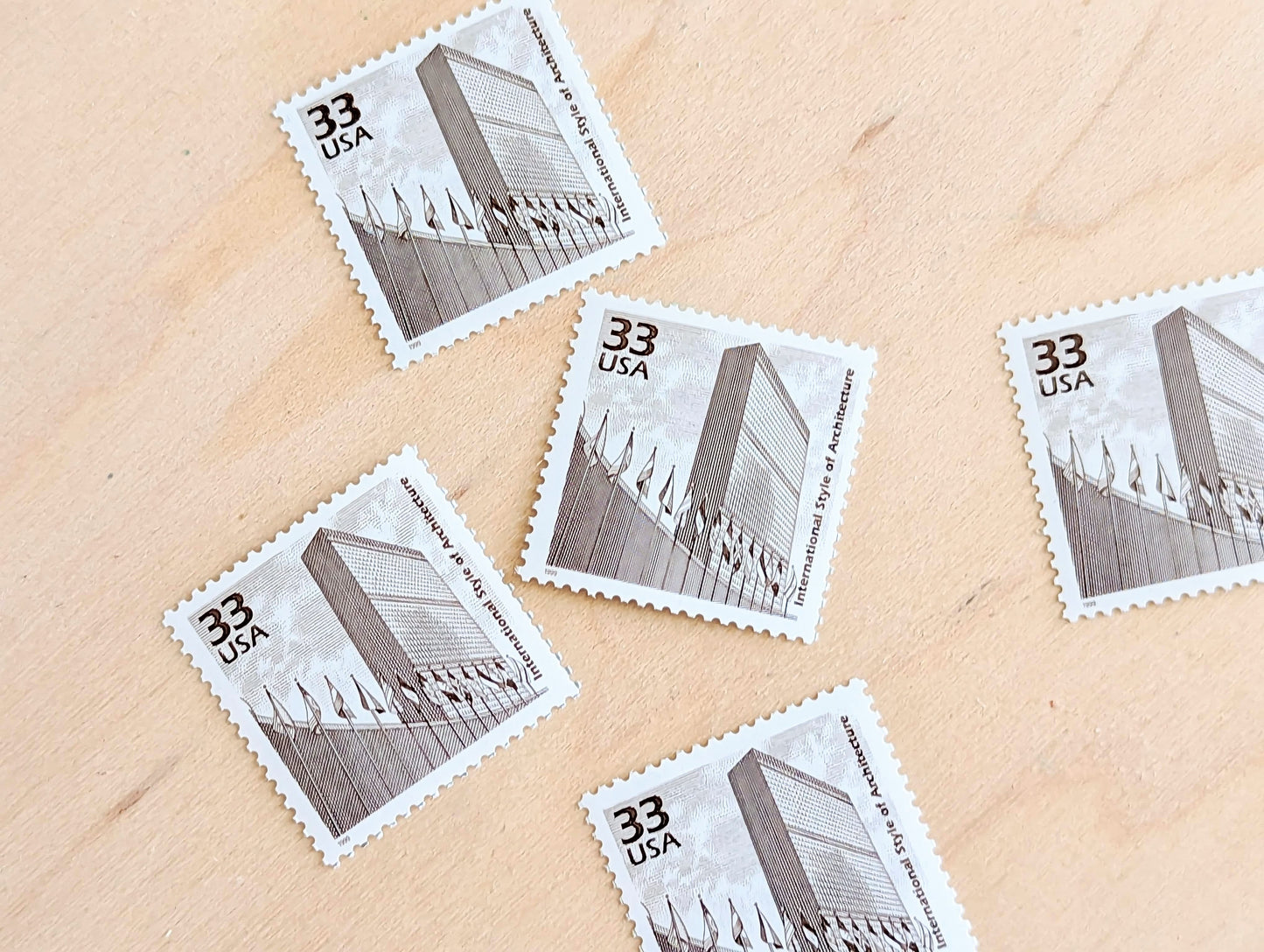 International Arcitecture Stamps, Set of 5, Vintage Unused USPS 33 Cent Postage Stamps, 1940s Celebrate the Century Stamps 1998, Gummed