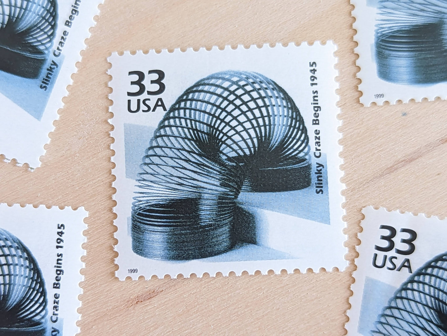 Slinky Stamps, Set of 5, Vintage Unused USPS 33 Cent Postage Stamps, 1940s Celebrate the Century Stamps 1998, Gummed