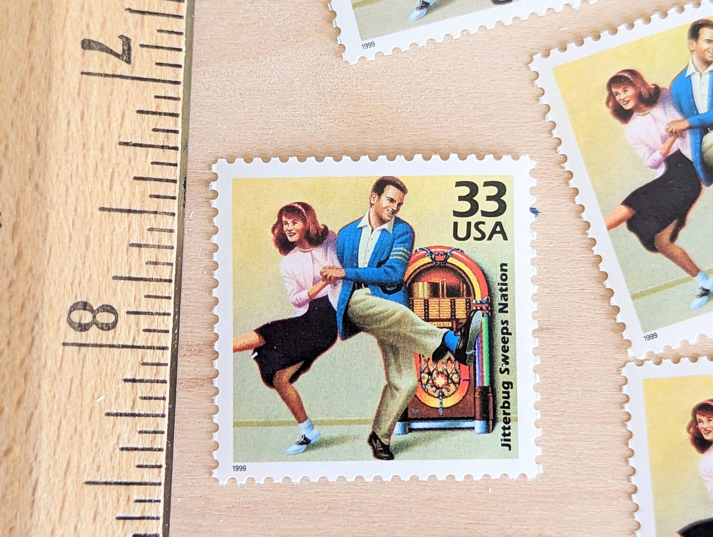 Jitterbug Stamps, Set of 5, Vintage Unused USPS 33 Cent Postage Stamps, 1940s Celebrate the Century Stamps 1998, Gummed