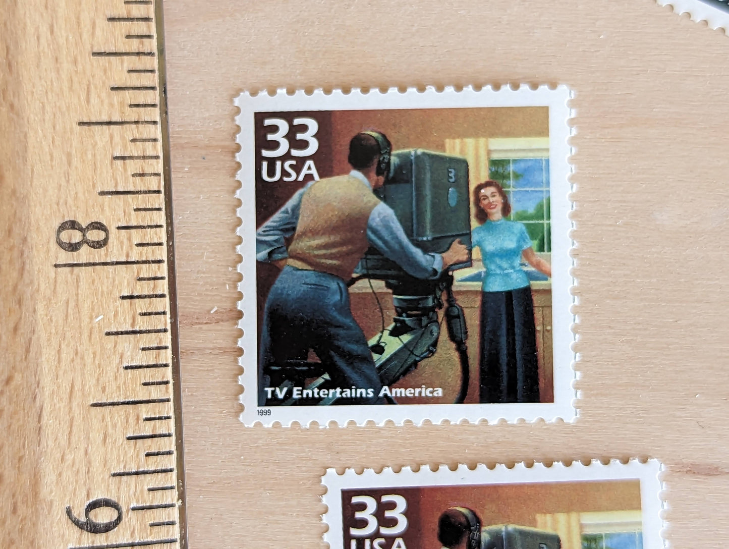 Commercial Television Stamps, Set of 5, Vintage Unused USPS 33 Cent Postage Stamps, 1940s Celebrate the Century Stamps 1998, Gummed