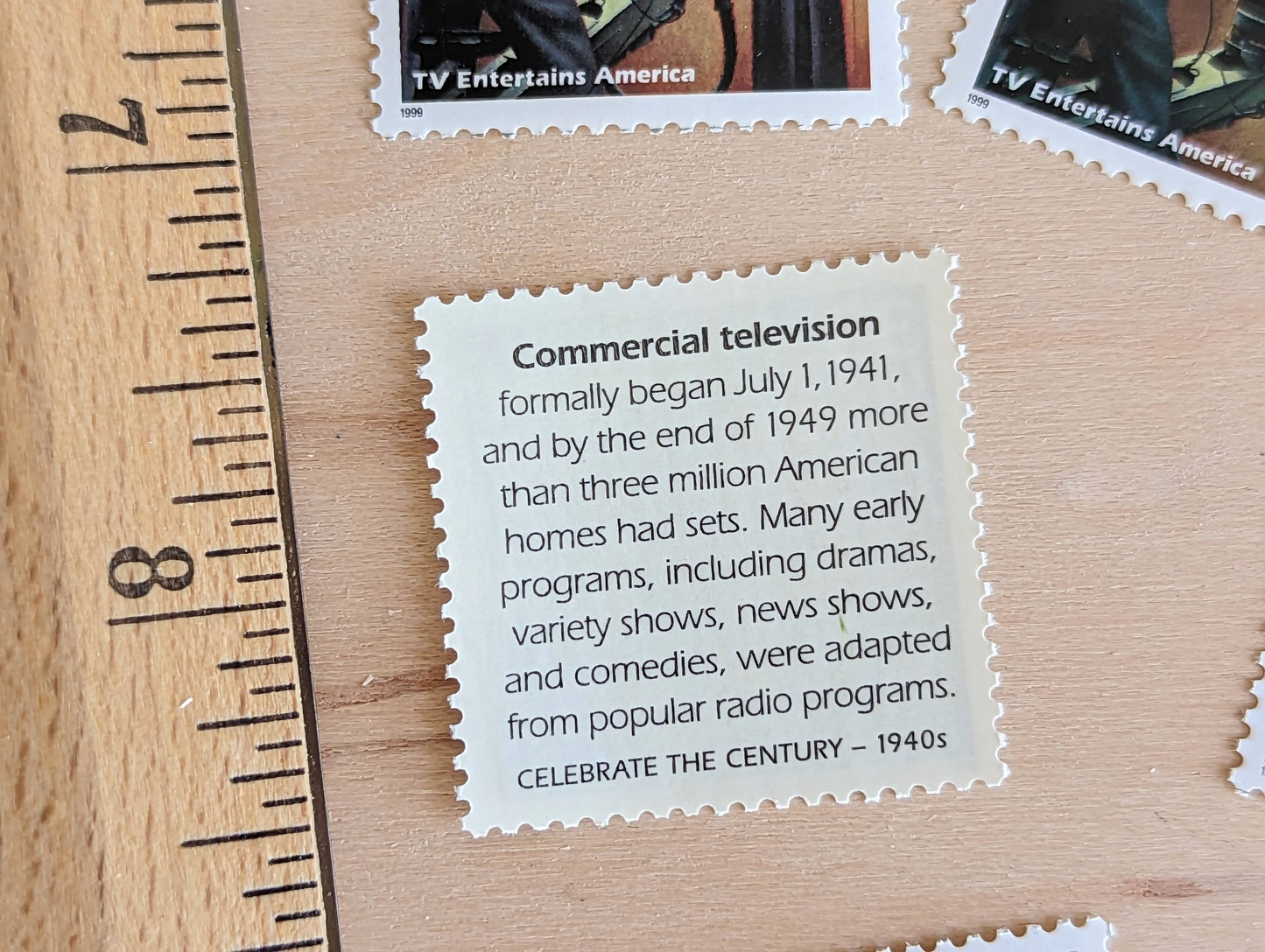 Commercial Television Stamps, Set of 5, Vintage Unused USPS 33 Cent Postage Stamps, 1940s Celebrate the Century Stamps 1998, Gummed