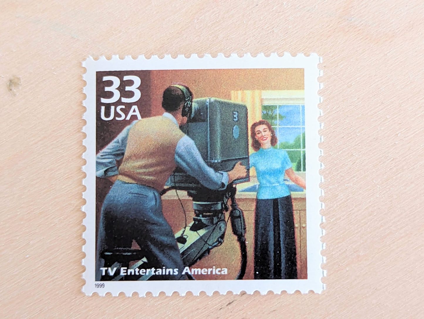 Commercial Television Stamps, Set of 5, Vintage Unused USPS 33 Cent Postage Stamps, 1940s Celebrate the Century Stamps 1998, Gummed