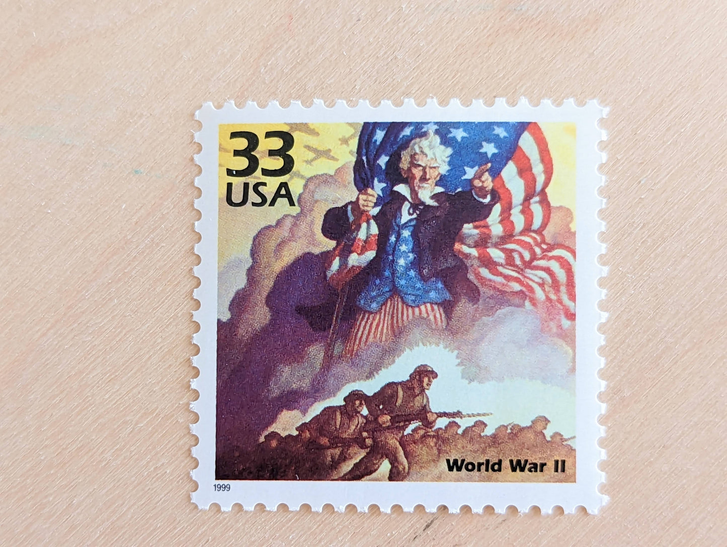 World War II Stamps, Set of 5, Vintage Unused USPS 33 Cent Postage Stamps, 1940s Celebrate the Century Stamps 1998, Gummed