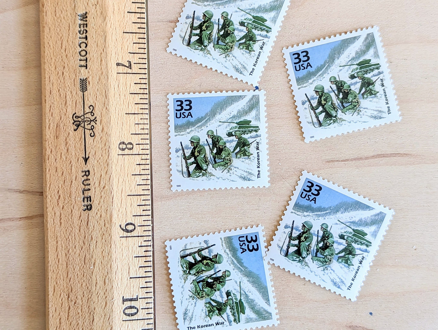 The Korean War Stamps,mSet of 5, Vintage Unused USPS 33 Cent Postage Stamps, 1950s Celebrate the Century Stamps 1998, Gummed