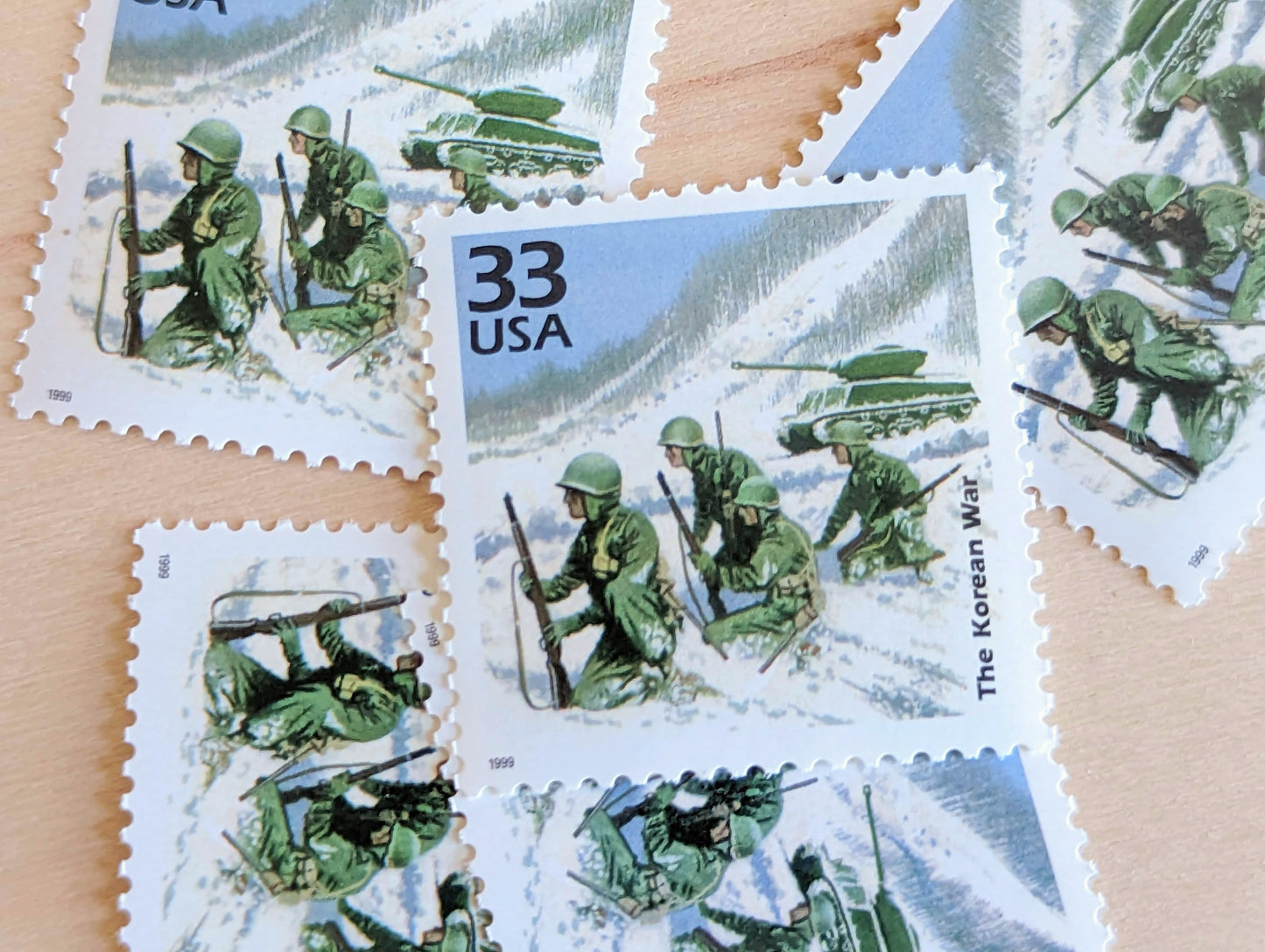 The Korean War Stamps,mSet of 5, Vintage Unused USPS 33 Cent Postage Stamps, 1950s Celebrate the Century Stamps 1998, Gummed