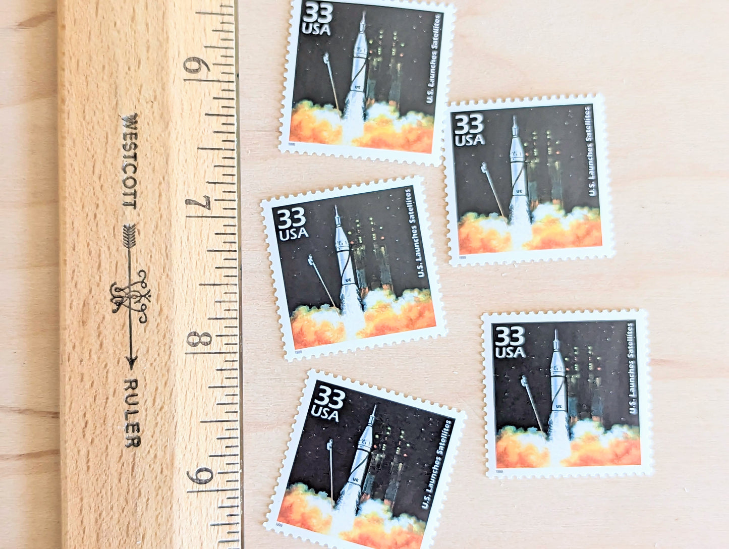Explorer 1 Stamps, Set of 5, Vintage Unused USPS 33 Cent Postage Stamps, 1950s Celebrate the Century Stamps 1998, Gummed